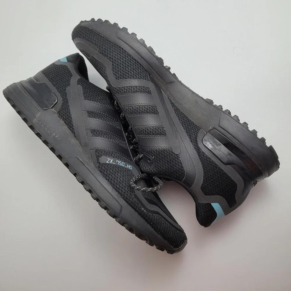 Adidas ZX 750 HD Shoes Mens 10 Core Black Running Athletic Sneakers FV8488